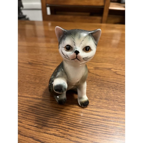 Nippon Yoko Boeki 4.5” Kitten-Japan Mid Century Modern Cat Ceramic Statue Kitsch - Picture 2 of 8